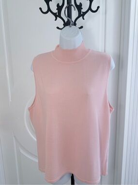 Bob Mackie Sleeveless Mock Neck Tank Sweater- Pale Pink Sz XL